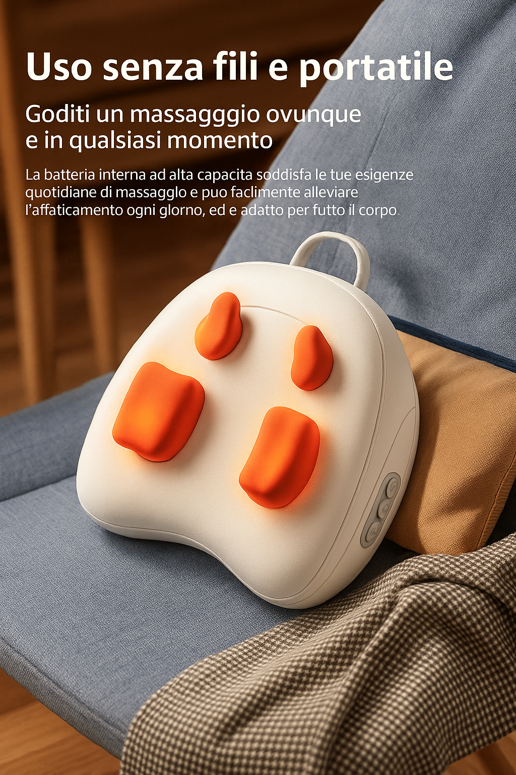 Cuscino Massaggiatore Elettrico Multifunzionale con Calore per Trapezio, Collo, Schiena e Lombare – Shiatsu Kneading