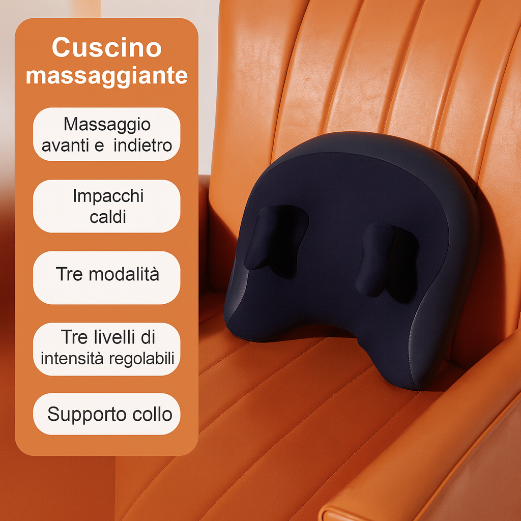 Cuscino Massaggiatore Elettrico Multifunzionale con Calore per Trapezio, Collo, Schiena e Lombare – Shiatsu Kneading